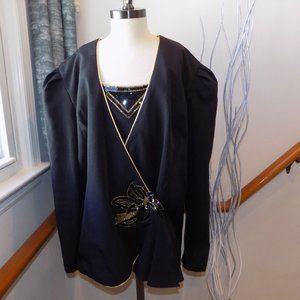 DAVID ROSE Vintage Black & Gold Trim Blazer Sequins Plus Size 18?